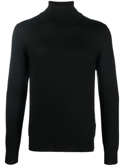 Shop Fay Roll-neck Virgin Wool Jumper In Black