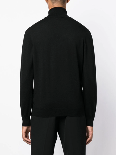 Shop Fay Roll-neck Virgin Wool Jumper In Black