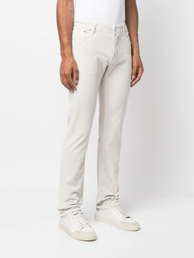 Jacob Cohen Slim-cut Cotton-blend Trousers In Neutrals