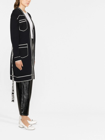 Shop Karl Lagerfeld V-neck Two-tone Cardigan In Black