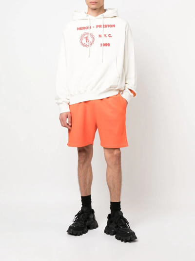 Shop Heron Preston Logo-patch Cotton Shorts In Orange