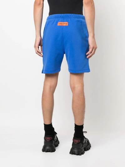 Shop Heron Preston Logo-patch Cotton Shorts In Blue