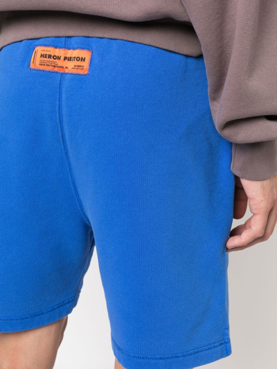 Shop Heron Preston Logo-patch Cotton Shorts In Blue