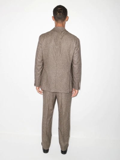 Brunello Cucinelli Houndstooth-pattern Single-breasted Blazer In Brown