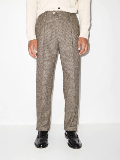 Brunello Cucinelli Houndstooth-pattern Single-breasted Blazer In Brown