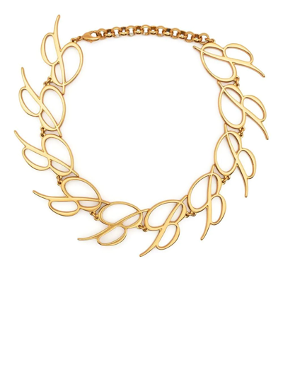 Shop Blumarine Logo Chocker Necklace In Gold