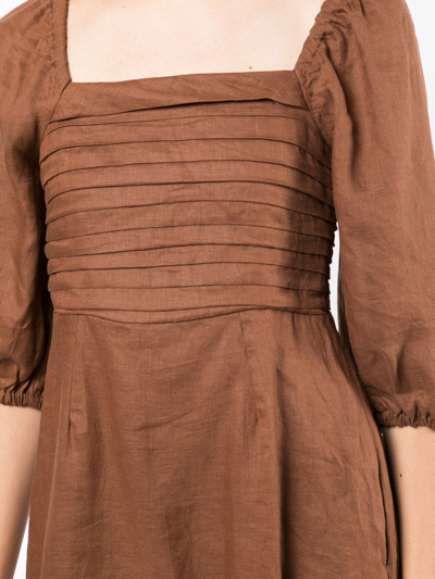 Shop Faithfull The Brand Venezia Linen Mini Dress In Brown
