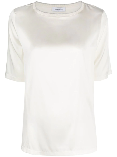 Shop Fabiana Filippi Crew Neck Silk T-shirt In White