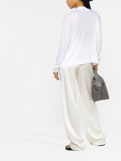 Shop Fabiana Filippi Virgin Wool V-neck Cardigan In White