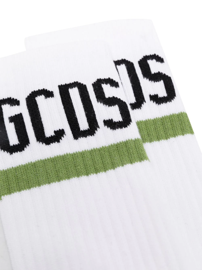 Gcds Intarsia-knit Logo Socks In White