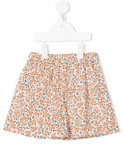 Shop Little Bambah Floral-print Cotton-blend Shorts In Orange