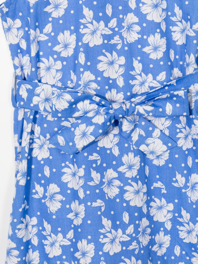 Shop Little Bambah Floral-print Poplin Midi Dress In Blue