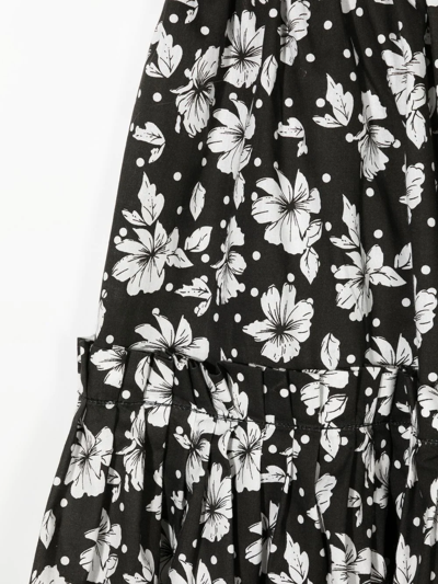 Little Bambah Floral-print Flared Midi Skirt In Black