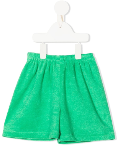 Shop Little Bambah High-waisted Terry Shorts In Green