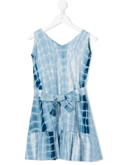 Little Bambah Tie-dye Linen Mini Dress In Blue