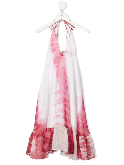 Shop Little Bambah Tie-dye Halter Maxi Dress In White