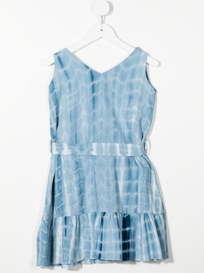 Shop Little Bambah Tie-dye Linen Mini Dress In Blue