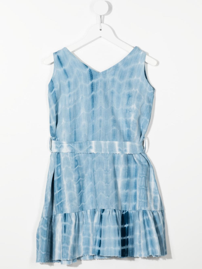 Little Bambah Tie-dye Linen Mini Dress In Blue