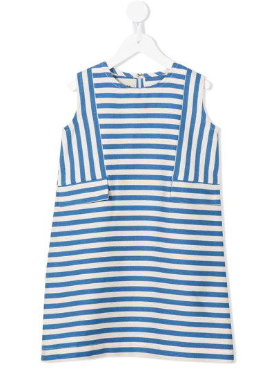 Shop Little Bambah Arayes Striped Mini Dress In Blue
