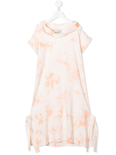 Shop Little Bambah Tie Dye-print Hoodie Dress In Orange