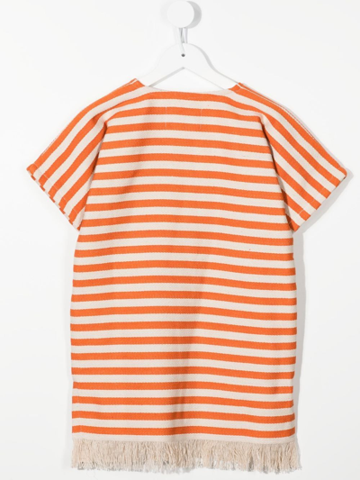 Shop Little Bambah Striped Tassel-trim Dress In Orange