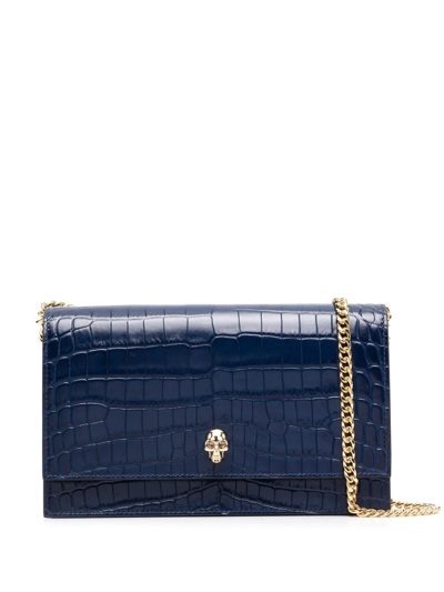 Shop Alexander Mcqueen Skull Cross-body Bag In Blue