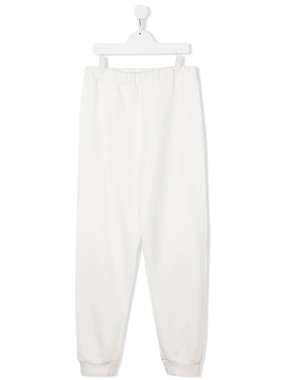 Shop Pucci Junior Logo-patch Cotton Track Pants In Neutrals