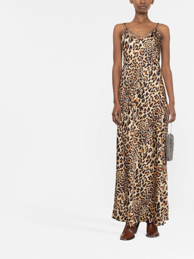 Shop Rabanne Leopard-print Maxi Dress In Neutrals