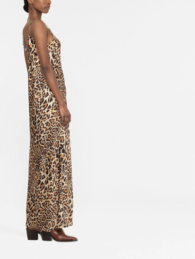 Shop Rabanne Leopard-print Maxi Dress In Neutrals