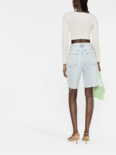 Shop Jacquemus Alzou Knitted Cropped Cardigan In White