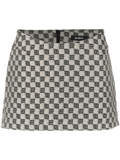 Shop Misbhv Monogram-pattern Mini Skirt In Neutrals