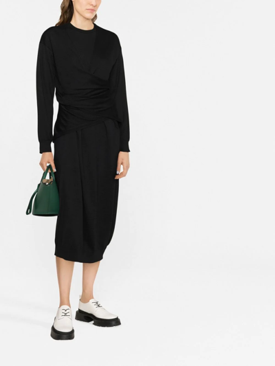 Shop Lemaire Wrap-detail Layered Midi Dress In Black