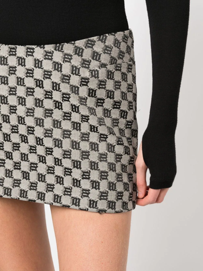 Shop Misbhv Monogram-pattern Mini Skirt In Neutrals