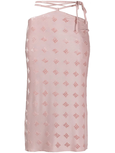 Shop Misbhv Monogram-pattern Midi Skirt In Pink