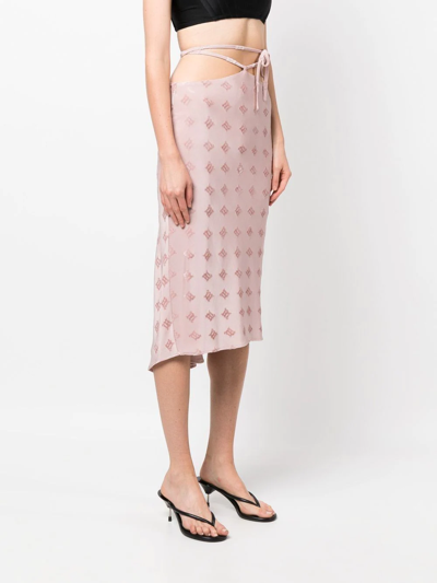 Shop Misbhv Monogram-pattern Midi Skirt In Pink