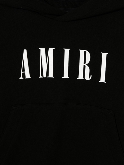 Shop Amiri Logo-print Cotton Hoodie In Black