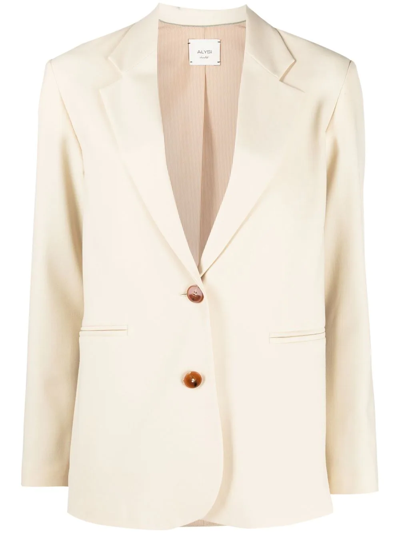 Shop Alysi Single-breasted Wool-blend Jacket In Neutrals