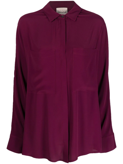 Shop Semicouture Double-pocket Shirt In Purple