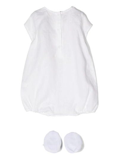 La Perla Floral-appliqué Short-sleeved Dress In White