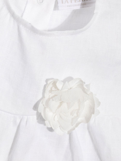 La Perla Floral-appliqué Short-sleeved Dress In White