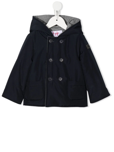 Shop Il Gufo Double-breasted Hooded Jacket In Blue