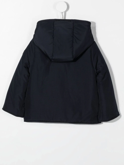 Shop Il Gufo Double-breasted Hooded Jacket In Blue