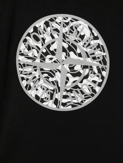 Shop Stone Island Junior Logo-print Cotton T-shirt In Black