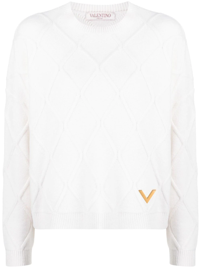 Shop Valentino Vgold Wool Jumper In Neutrals