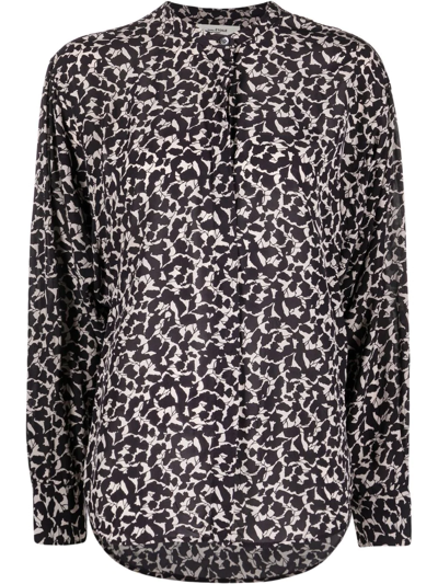 Isabel Marant Étoile Catchell Leaf-print Blouse In Black