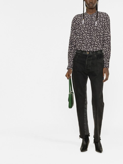 Isabel Marant Étoile Catchell Leaf-print Blouse In Black