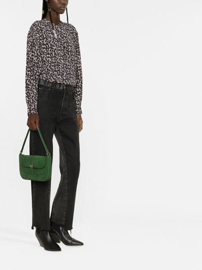 Isabel Marant Étoile Catchell Leaf-print Blouse In Black
