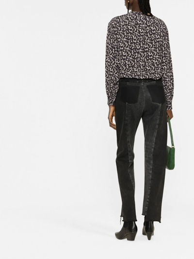 Isabel Marant Étoile Catchell Leaf-print Blouse In Black