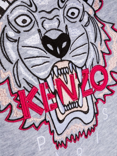 Shop Kenzo Embroidered Tiger Logo Sweatshirt In Grey