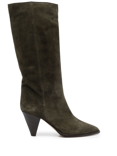 Shop Isabel Marant Rouxy Suede Knee-high Boots In Green